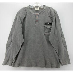 VINTAGE G Unit Shirt XXL Henley Hip Hop Military Waffle Heavyweight *